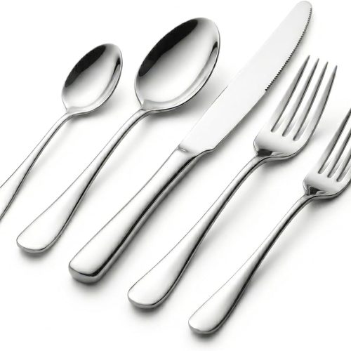CTD-GR-1340GK_1 SIAKA 10-Piece Silverware Set, Stainless Steel Flatware Set Service for 2, Food Grade Cutlery Utensil Set for Home Restaurant, Include Knife Forks Spoons Set, Mirror Polished Dishwasher Safe