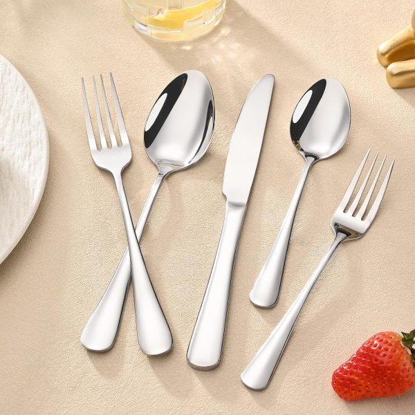 SIAKA 10-Piece Silverware Set, Stainless Steel Flatware Set Service for 2, Food Grade Cutlery Utensil Set for Home Restaurant, Include Knife Forks Spoons Set, Mirror Polished Dishwasher Safe