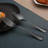 Set of 12, Stainless Steel Dinner Forks and Spoons Silverware Set, Heavy-Duty Forks (8 Inch) and Spoons (6.7 Inch) Cutlery Set, Dishwasher Safe (Black)