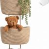 Hanging Basket, Over Door Organizer, 3 -Tier Wall Basket with Hooks | No Drill Adjustable Height Cotton Wall Organizer Boho Basket for Nursery Bathroom Living Room Bedroom Kitchen Small Apartment