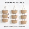 Hanging Basket, Over Door Organizer, 3 -Tier Wall Basket with Hooks | No Drill Adjustable Height Cotton Wall Organizer Boho Basket for Nursery Bathroom Living Room Bedroom Kitchen Small Apartment