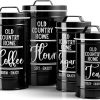 CTD-GR-1697GK_1 DAYYET Black Canisters Sets for the Kitchen, Airtight Kitchen Canisters for Countertop, Flour and Sugar Containers, Tea Coffee Sugar Canister Set, Black Kitchen Decor and Accessories, Set of 4