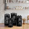 CTD-GR-1697GK_4 DAYYET Black Canisters Sets for the Kitchen, Airtight Kitchen Canisters for Countertop, Flour and Sugar Containers, Tea Coffee Sugar Canister Set, Black Kitchen Decor and Accessories, Set of 4