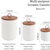 YYW Kitchen Canister Set for Countertop Set of 3, 9/28/45 oz Ceramic Food Storage Containers with Airtight Wood Lids, Food Saver Jars for Coffee, Tea, Candy, Flour(Three-piece suit in white)