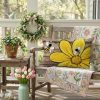 GEEORY Daisy Bee Farmhouse Pillow Cover 12x20 Inch, Spring Summer Throw Pillowcase for Couch, Sofa, Living Room, Bedroom Decor（Wood Grain）