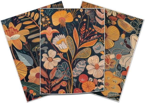 TBKHUDBI Burnt Orange Floral Canvas Wall Art,Mid Century Modern Wall Decor,Boho Terracotta Flower Picture Prints Poster Painting Artwork Set Of 3 For Living Room Bedroom Office 16x24 Unframed