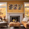 TBKHUDBI Burnt Orange Floral Canvas Wall Art,Mid Century Modern Wall Decor,Boho Terracotta Flower Picture Prints Poster Painting Artwork Set Of 3 For Living Room Bedroom Office 16x24 Unframed