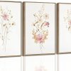 JASMIE 3Pcs Pink Floral Canvas Wall Art | Modern Blush Pink Flowers Botanical Picture Wall Decor Poster Print Artwork for Bedroom Living room Home Decoration Unframed