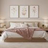 JASMIE 3Pcs Pink Floral Canvas Wall Art | Modern Blush Pink Flowers Botanical Picture Wall Decor Poster Print Artwork for Bedroom Living room Home Decoration Unframed