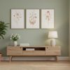 JASMIE 3Pcs Pink Floral Canvas Wall Art | Modern Blush Pink Flowers Botanical Picture Wall Decor Poster Print Artwork for Bedroom Living room Home Decoration Unframed