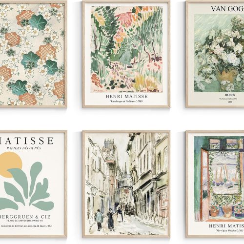 CTD-GR-2043GK_1 Habseligkeit Sage Green Master Wall Art Prints, Matisse Wall Art Exhibition Posters, Vintage Art Art Prints, Retro Room Decor for Aesthetic Bedroom(8x10inch, Unframed)