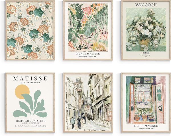 CTD-GR-2043GK_1 Habseligkeit Sage Green Master Wall Art Prints, Matisse Wall Art Exhibition Posters, Vintage Art Art Prints, Retro Room Decor for Aesthetic Bedroom(8x10inch, Unframed)