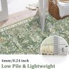CTD-GR-2125GK_4 Yamaziot 2x8 Washable Hallway Runner Rug Non Slip Floral Carpet, Sage Green | Soft Boho Floral Kitchen Runner with Rubber Backing, Stain Resistant, Low Pile Distressed Carpet for Kitchen Hallway Entrance