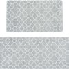 CTD-GR-2137GK_1 FRESHMINT Kitchen Mat Set of 2, Anti-Fatigue Cushioned Kitchen Mats for Floor, Waterproof Non Slip Comfort Standing Mat, Boho Kitchen Rug for Kitchen Decor, Sink, Office, 17"x30"+17"x47", Stone Gray