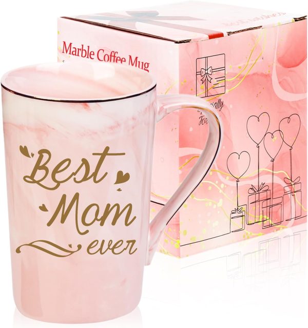 Best Mom Ever Mug, Birthday Mother’s Day Christmas Gifts for Mom Mother from Daughter Son, 14 OZ Pink with Gift Box