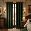 PONY DANCE Olive Green Velvet Blackout Curtains 84 Inches Long for Bedroom, Luxury Window Drapes for Living Room, Thermal Insulated Black Out Grommet Velvet Curtains, 2 Panels Set, 52" W x 84" L