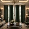 PONY DANCE Olive Green Velvet Blackout Curtains 84 Inches Long for Bedroom, Luxury Window Drapes for Living Room, Thermal Insulated Black Out Grommet Velvet Curtains, 2 Panels Set, 52" W x 84" L