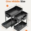 Sevenblue 3-Pack 2-Tier Under Sink Organizers with Sliding Drawers | Multi-use kitchen & bathroom storage, 12.8 inch black cabinet organizer, space-saving sliding drawer design.