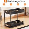 Simple Trending Under Sink Organizer 2 Pack, Sink Pull-Out Sliding Storage Cabinet, 2-Tier Under Shelf Organizer for Kitchen Bathroom, Black