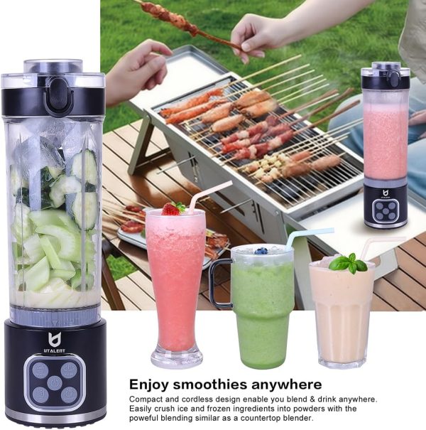 UTALENT Cordless Portable Blender, Ice Crush, 700W Motor, 25oz Cup, 4 Mode