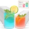 Hobnail Drinking Glasses, Tumbler Glassware, Set of 12 | 10 oz Cocktail Glasses & 12 oz Highball Glasses, Glass Cups for Whiskey, Juice, Home, Bar & Kitchen, Dishwasher Safe