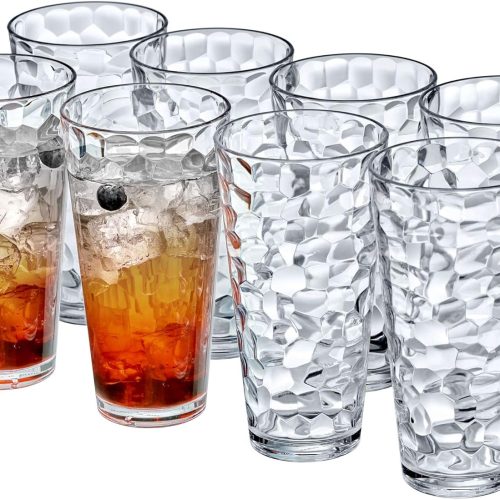 CTD-GR-830GK_1 Amazing Abby - Iceberg - 24-Ounce Plastic Tumblers (Set of 8), Plastic Drinking Glasses, All-Clear High-Balls, Reusable Cups, Stackable, BPA-Free, Shatter-Proof, Dishwasher-Safe