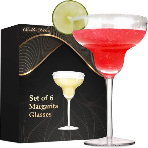 CTD-GR-857GK_1 Bella Vino Set of 6 Margarita Glasses Martini Glasses, Whiskey, Gin, Tequila, Tall Cosmopolitan Glasses Bar Drinking Glasses Goblet Gift Set