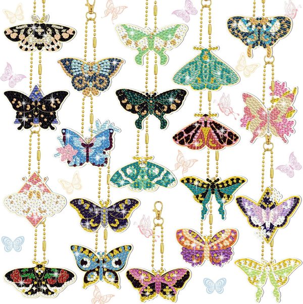 FairySandy 20 Pcs Butterfly Diamond Painting Keychains Kits 5d Butterfly Diamond Art Keychains Kits Spring Summer Hanging Butterflies Ornaments Key Ring for Adults Beginners Crafts DIY Decor
