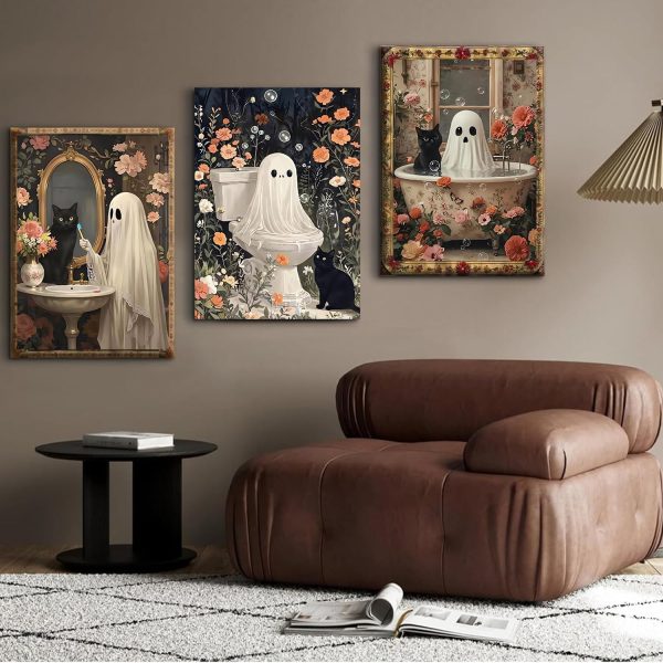DAZZLEDOTS 3 Pack Halloween Diamond Art Kits Ghost Round Diamond Painting | Ghost 5D DIY Full Drill Round Gem Art for Adults Brginners, Diamond Dots for Home Wall Decor Gifts 12x16inch