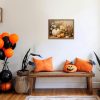Framed Fall Pumpkin Wall Art - White Pumpkin and Autumn Floral Canvas Print, Rustic Farmhouse Harvest Halloween Thanksgiving Wall Decor for Living Room Bedroom Dining Room, 8x10in Wood Frame