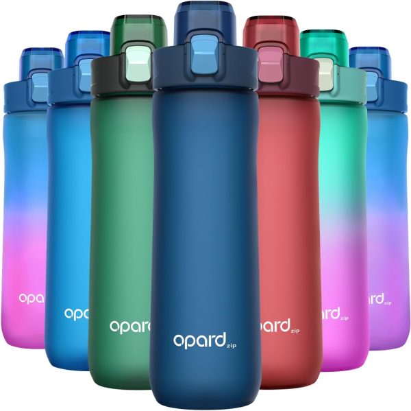 CTFT102CT_1 Opard Zip 20oz Plastic Water Bottle Dishwasher Safe, Leakproof Flip-Top Lid, BPA Free Tritan, Wide Mouth Reusable Kids Water Bottle for School Hiking Commuting Outdoor Travel and Gym