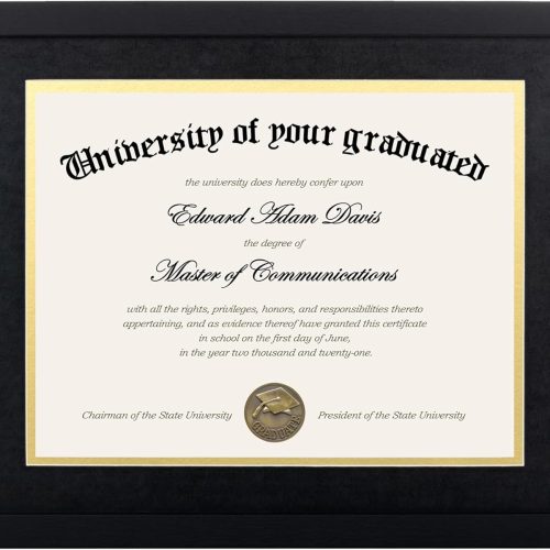 upsimples Diploma Frame with HD Glass, 11x14 Black, 1 Pack | Certificate Degree Frame, Fits 8.5 x 11 with Mat, Graduation Gift for Wall and Tabletop, Black & Gold Double Mats