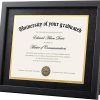 upsimples Diploma Frame with HD Glass, 11x14 Black, 1 Pack | Certificate Degree Frame, Fits 8.5 x 11 with Mat, Graduation Gift for Wall and Tabletop, Black & Gold Double Mats