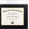 upsimples Diploma Frame with HD Glass, 11x14 Black, 1 Pack | Certificate Degree Frame, Fits 8.5 x 11 with Mat, Graduation Gift for Wall and Tabletop, Black & Gold Double Mats