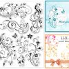CTGP99CT_1 GLOBLELAND Flower Vine Lace Clear Stamps 8.3x5.8inch Butterfly Silicone Stamp Seals for Cards Making DIY Scrapbooking Photo Journal Album Decoration
