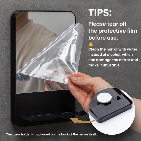 TAILI Shower Mirror, Fogless Shaving Mirror for Shower with Storage Tray