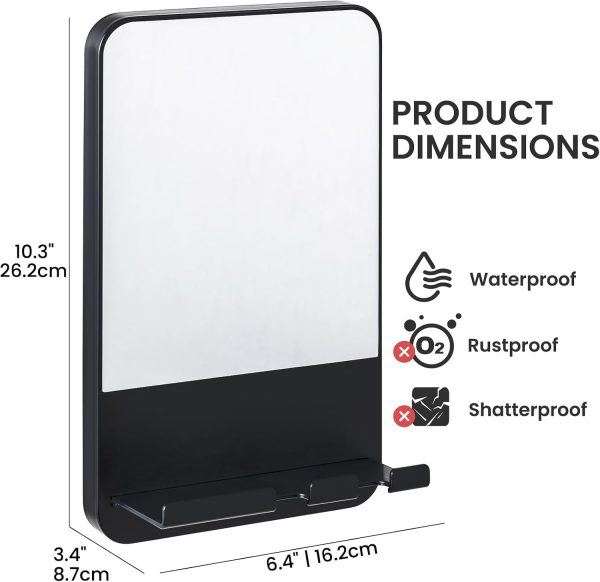 TAILI Shower Mirror, Fogless Shaving Mirror for Shower with Storage Tray