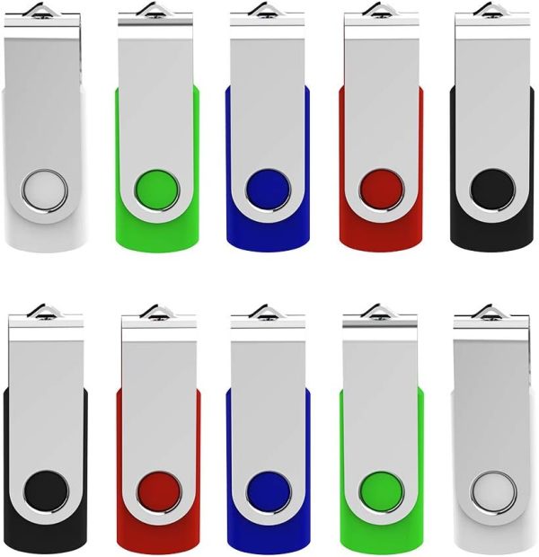 KEXIN 16GB Flash Drive 10 Pack USB Flash Drive 16G Thumb Drive Memory Stick | Bulk USB Drive Swivel USB 2.0 Jump Drive Data Storage