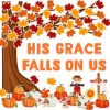 Konsait 89PCS His Grace Falls on Us Christian Bulletin Board Sets, Big Tree Pumpkins Religious Bulletin Board Decorations, Christian Bulletin Board for Church, Sunday School, Classroom, Office