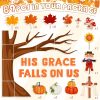 Konsait 89PCS His Grace Falls on Us Christian Bulletin Board Sets, Big Tree Pumpkins Religious Bulletin Board Decorations, Christian Bulletin Board for Church, Sunday School, Classroom, Office