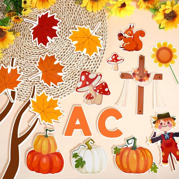 Konsait 89PCS His Grace Falls on Us Christian Bulletin Board Sets, Big Tree Pumpkins Religious Bulletin Board Decorations, Christian Bulletin Board for Church, Sunday School, Classroom, Office