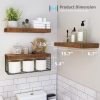 QEEIG Bathroom Shelves Over Toilet - Wall Mounted Floating Shelves Toilet Paper Storage Small Farmhouse Decor Shelf 16 inch Set of 3, Rustic Brown (019-BN3)