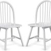 POWERSTONE Dining Chairs Set of 2, Wood Windsor Chairs with Spindle Back Country Farmhouse Dining Chair Kitchen Room Chair White