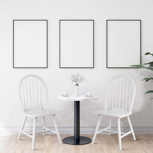POWERSTONE Dining Chairs Set of 2, Wood Windsor Chairs with Spindle Back Country Farmhouse Dining Chair Kitchen Room Chair White