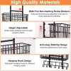 Hongtamoya Adjustable Over the Door Organizer, Metal Hanging Door Organizer with 5 Wire Basket 7 Hooks, Wall Mounted Shelf for Pantry Laundry Organization and Storage, Black