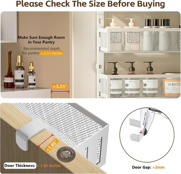 6-Tier Over The Door Pantry Organizer with Mesh Baskets, Adjustable & Stable Hanging Spice Rack for Kitchen, Bathroom, Bedroom, and Baby Essentials Storage