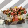 3 Pcs Mason Jar Centerpiece Table Decorations for Dining Table Decor Farmhouse Coffee Table Decor with Wood Tray and Led Light Table Centerpieces for Dining room Kitchen Living Bathroom,Orange | Rustic Farmhouse Decor for Home Décor Accents Kitchen Counter Decor Dining Room Living Bathroom,Orange