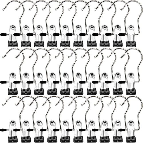 Laundry Hooks Hanging Clips Clothes Pins Closet Hanger Organizer Clamps Socks Towel Clips Heavy Duty Clothespins Bulk Hanger Clips for Closet Travel Pants Socks Handbags, 30 Pack