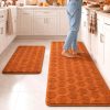 Fall Pumpkin Kitchen Rugs Set of 2 Kitchen Floor Mat for Home Decor | Thanksgiving Anti Fatigue Runner Floor Rugs for Bedroom Laundry Bathroom 30" x 20" and 48" x 20", Orange