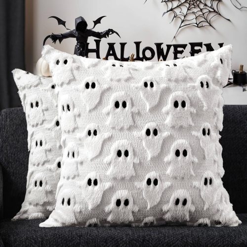 CTMCE01292CT_1 DFXSZ Halloween Pillow Covers 18x18 inch 2Pcs White Ghost Halloween Decor